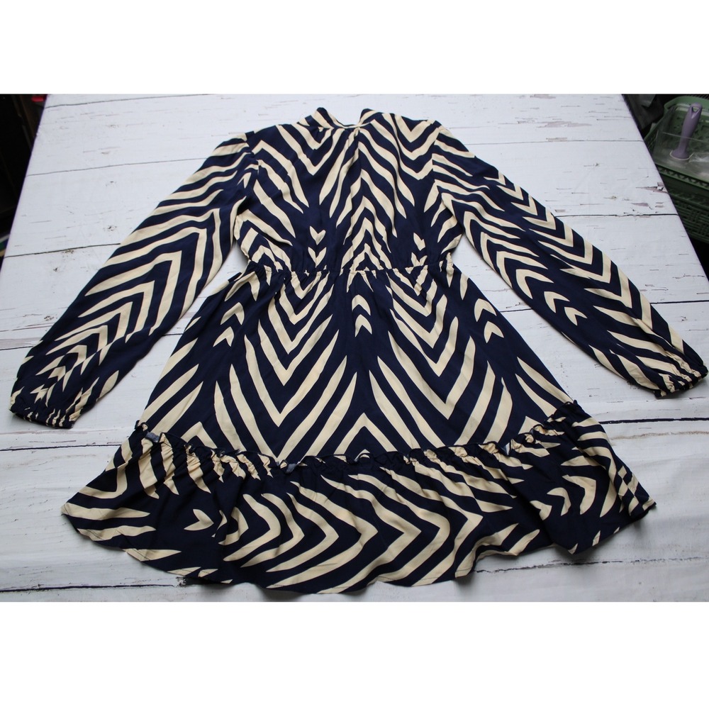 Cupshe Rayon Zebra Stripe Mini Dress Navy Cream M Animal Print Boho